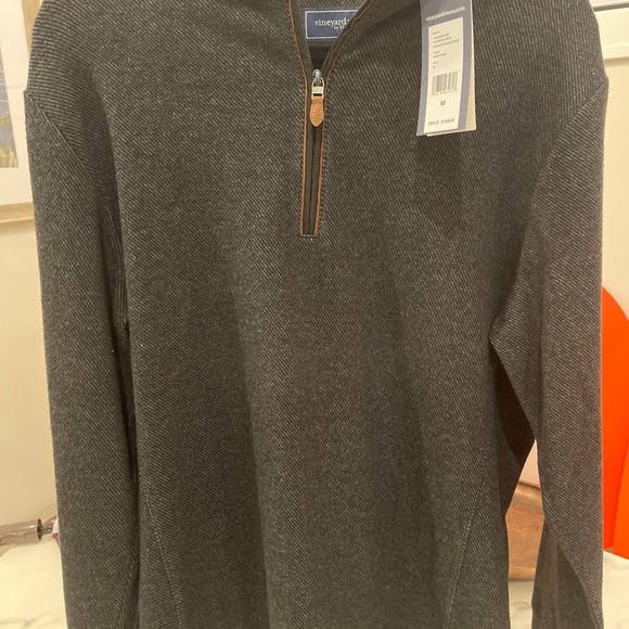 VINEYARD VINES Fashion Knits Calm Waters Quarter-Zip Men's M Gray NWT SAVE!